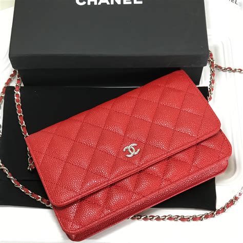 red chanel woc replica|chanel small wallet on chain.